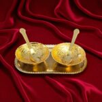 Elegant 5 pc gift set - Bowl spoon set in a velvet box | Perfect Diwali gift