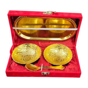 5 pc bowl spoon set in velvet Box packing | Perfect Diwali gift