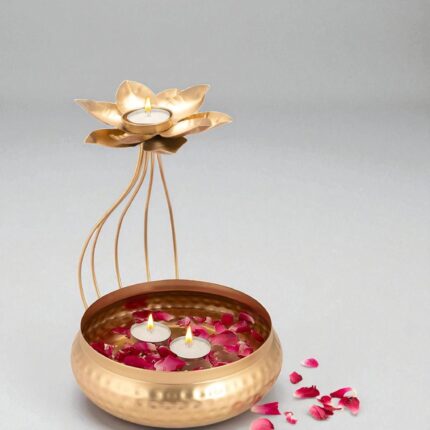 Graceful Lotus diya with urli bowl for Diwali Decoration