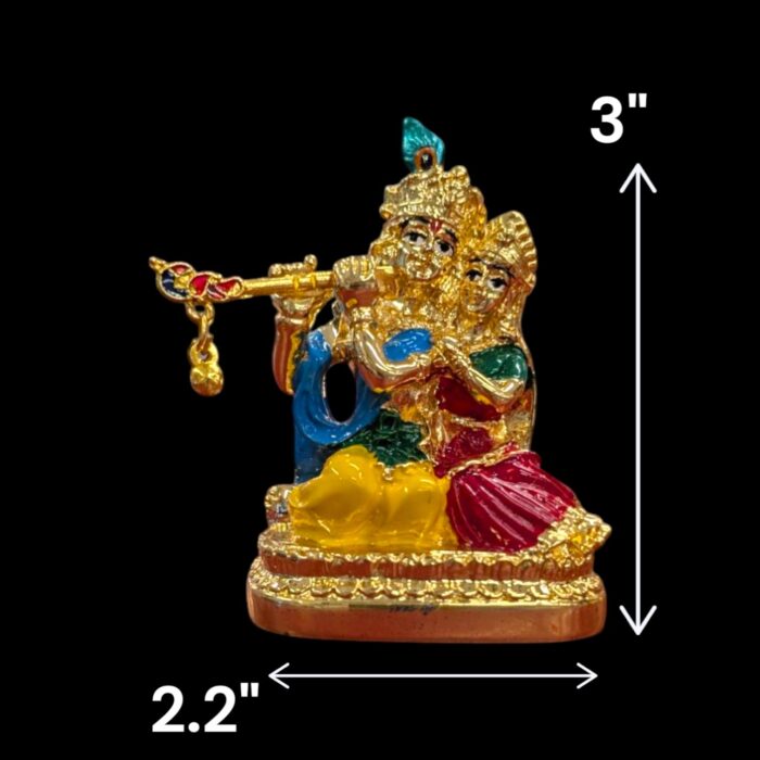 Dimensions of Gold Plated Idol of Radha and Krishna