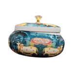 Pichwai Art Metal Container with Lid - Colorful Indian Traditional Design for Home Decor