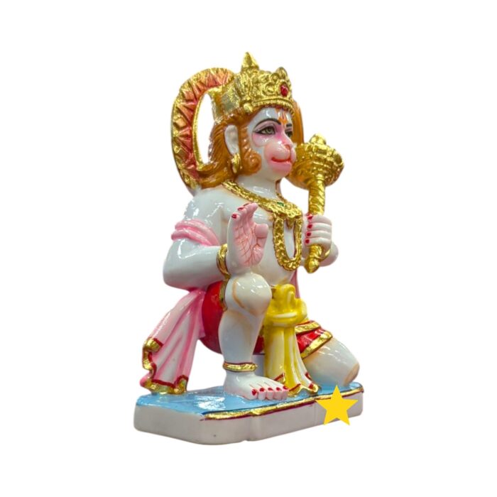 Side profile view of Hanuman Idol - marble murti for home mandir