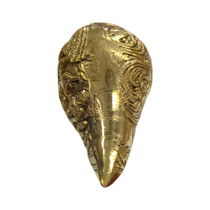 Brass Shankh with embossing - Large | Non blowing conch - Image 9