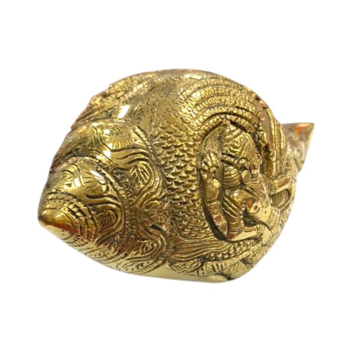 Brass Shankh with embossing - Large | Non blowing conch - Image 4