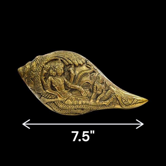 Brass Shankh with embossing - Large | Non blowing conch - Image 5
