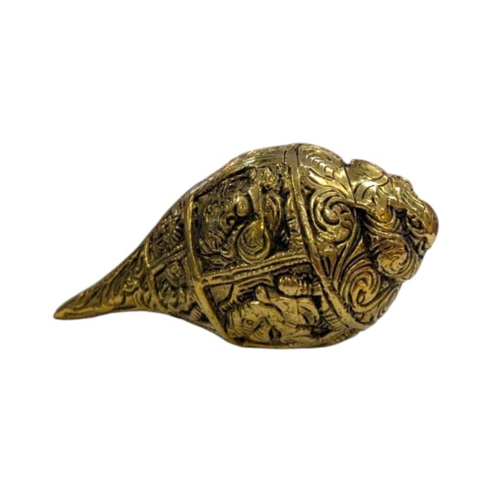Brass Shankh with embossing - Small | Non blowing conch - Image 6