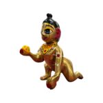 Side profile view of Laddu Gopal ji Idol - Baby krishna brass idol - Size 3