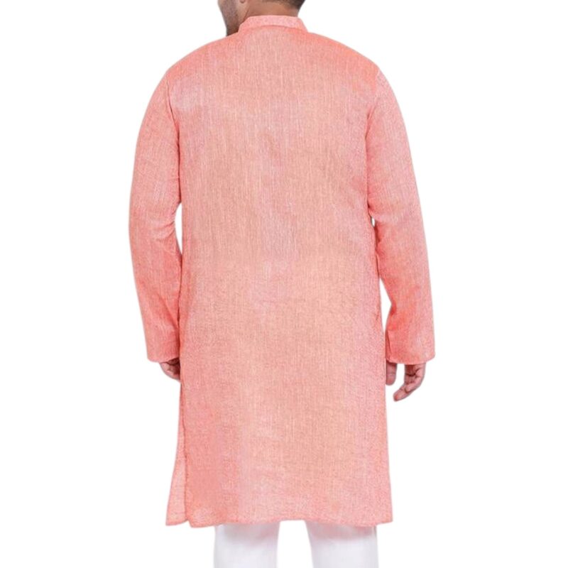 Back profile view of Peach cotton kurta | Indian Traditional wear