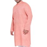Side profile view of Peach cotton kurta | Indian Traditional wear