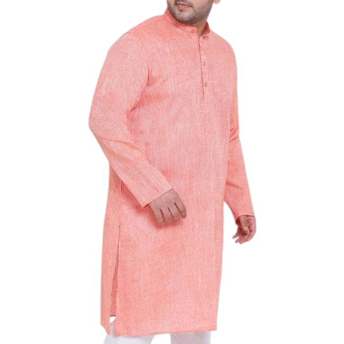 Side profile view of Peach cotton kurta | Indian Traditional wear