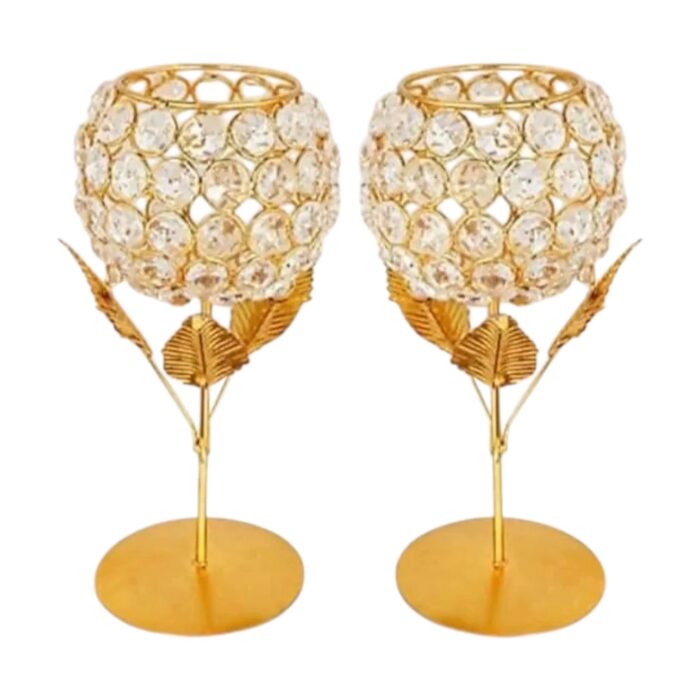 Set of 2 Crystal Tealight holder | Diwali Decoration