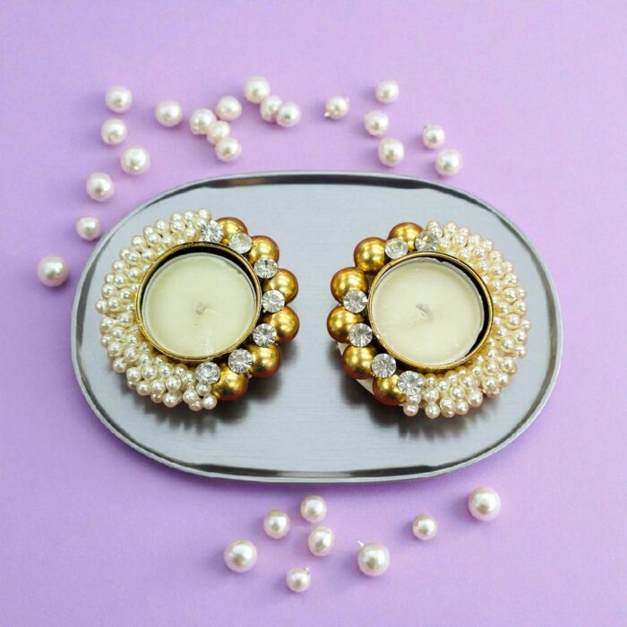 Decorative Pearl Diya - set of 2 | Diwali Decor