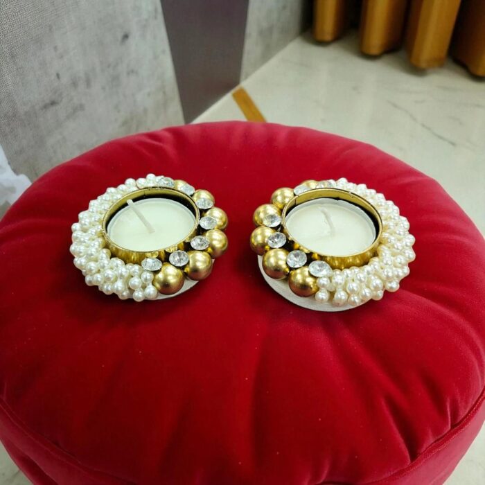 Decorative Pearl Diya - set of 2 | Diwali Decor