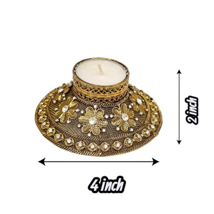 Dimensions of decorative Diya for Diwali Decor | Gold oxidized finish