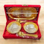 5 pc elegant Gold and silver plated Gift Set | Mukhwas serving tray set