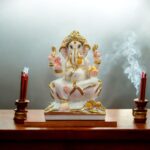 Ganesha Idol - 7.5 inch - White Gold finish | Composite Marble Murti