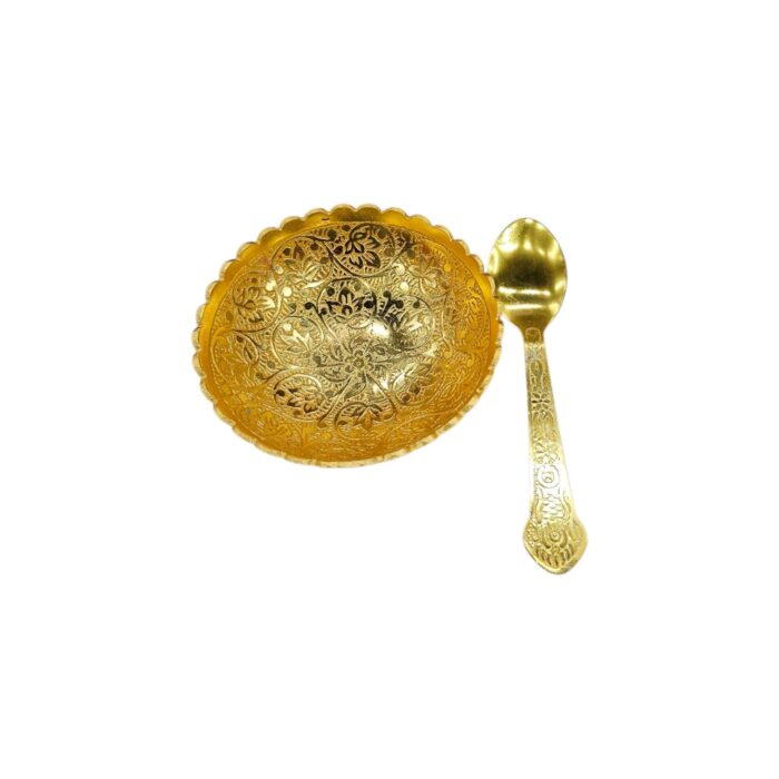 Bowl and spoon set with Gold plating for Diwali Gifts