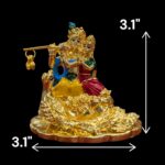 Gold plated Sitting Radha Krishna with peacock Idol - Image 2