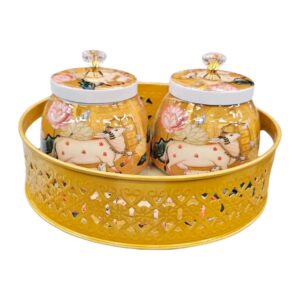 2 Container Tray set with Pichwai art work
