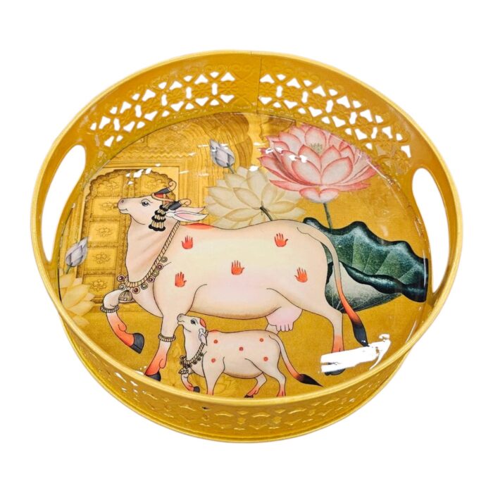 Pichwai artwork tray for Diwali Gift