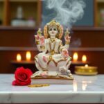 Lakshmi Idol with White gold finish | Composite Marble