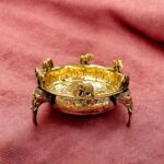 Large 7.5 inch brass urli with elephants for Diwali Decor