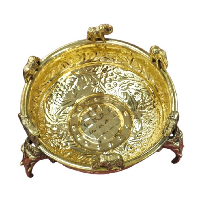 Top view of brass urli for Diwali Decor