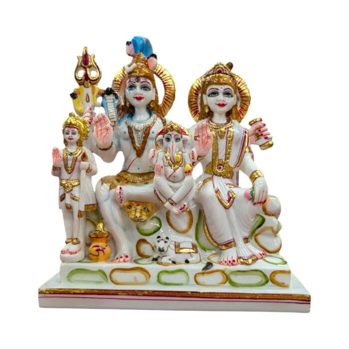 Shiv Parivar Idol - White - 9.5 Inches | Composite Marble - Image 5