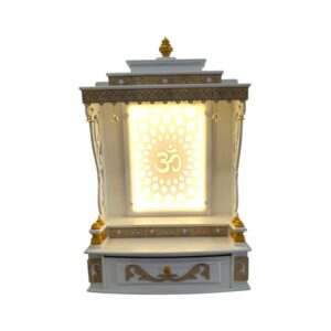 Acrylic backlit panel with mdf cutting | Pooja mandir for home
