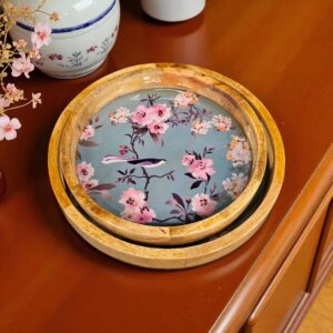 High gloss mango wood tray set | Serving tray set