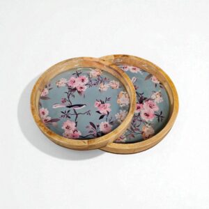 Set of 2 serving trays made out of mango wood with high gloss finish | Great Diwali gift