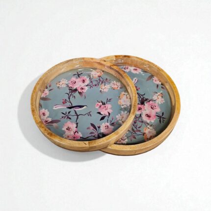 Set of 2 serving trays made out of mango wood with high gloss finish | Great Diwali gift