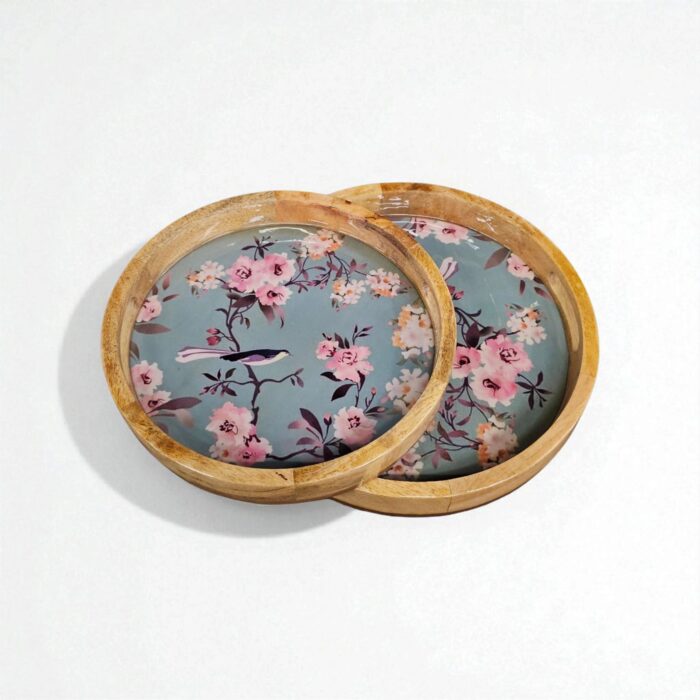 Set of 2 serving trays made out of mango wood with high gloss finish | Great Diwali gift