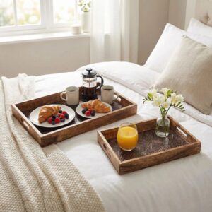 Premium handcrafted mango wood serving tray with Metal inlay