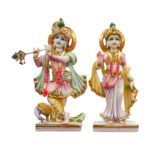 Close up of Radha Krishna Statue made up of Composite Marble