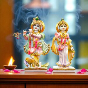 Beautiful Large Radha Krishna Idol - 12 inches | Composite Marble