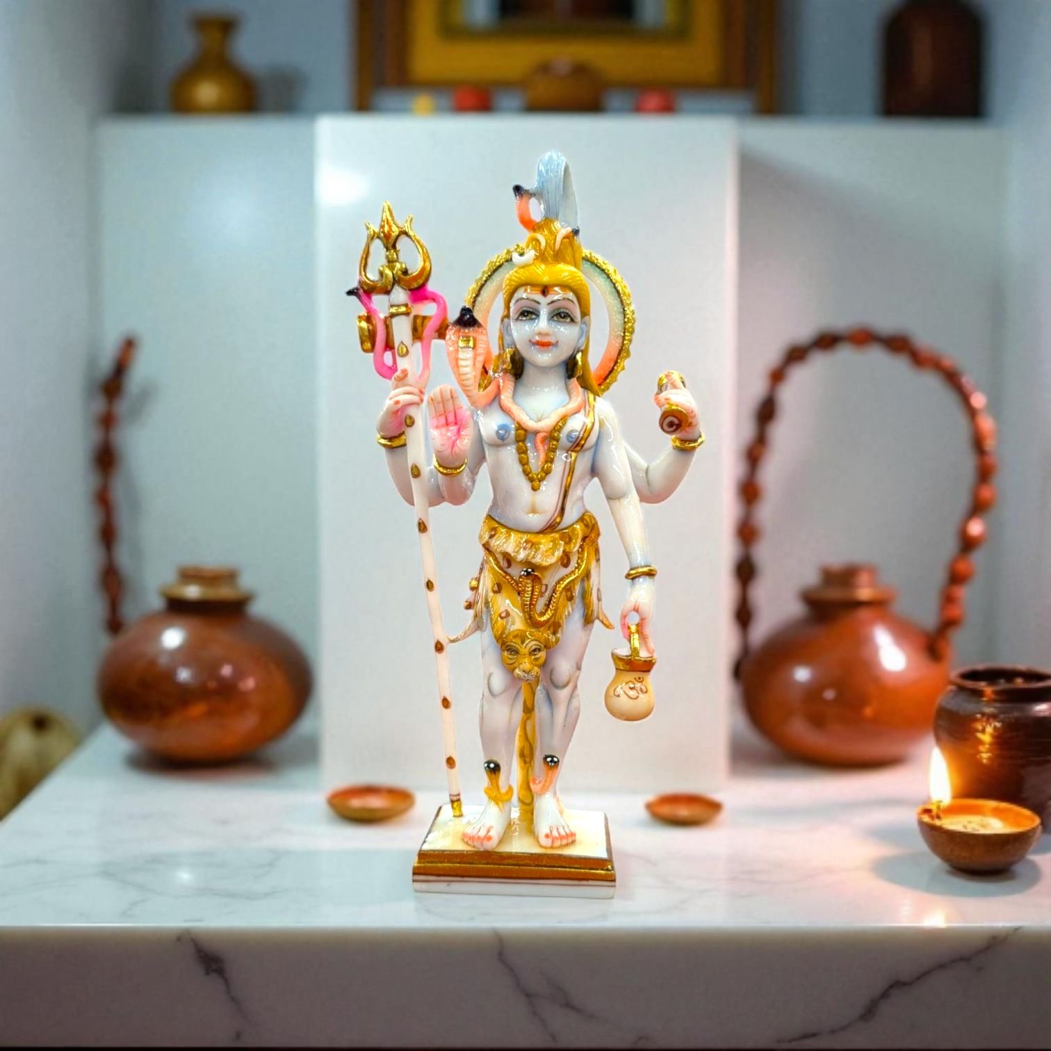 14-Inch Shiva Idol Statue | Composite Marble with Gold Accents | Hindu God Murti for Home mandir & Gift 14-Inch Shiva Idol Statue | Composite Marble with Gold Accents | Hindu God Murti for Home mandir & Gift
