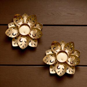 Lotus Diya - Set of 2 | Tea light Candle Holder | Diwali Decor