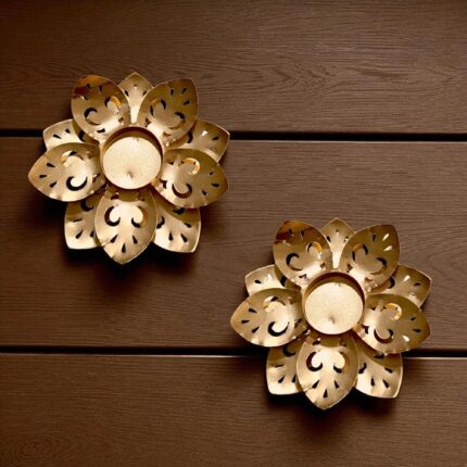 Lotus Diya - Set of 2 | Tea light Candle Holder | Diwali Decor