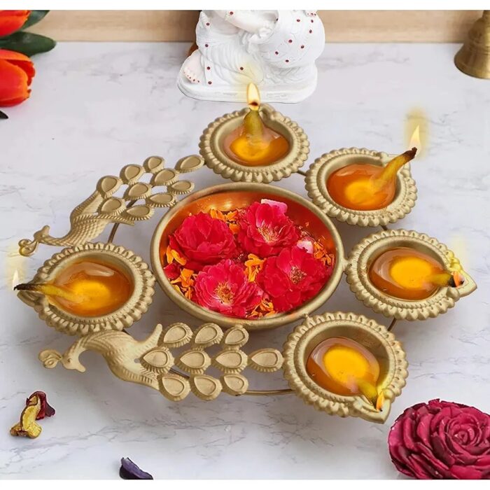 Peacock urli with Diya | Diwali Decorations