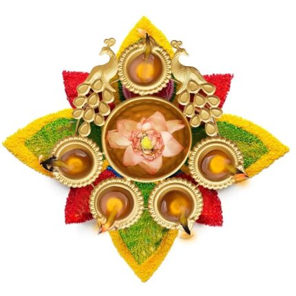 Peacock urli on a colorful rangoli | Diwali Decor