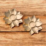 Pair of Golden Diya in Lotus shape for Diwali Decor in Canada