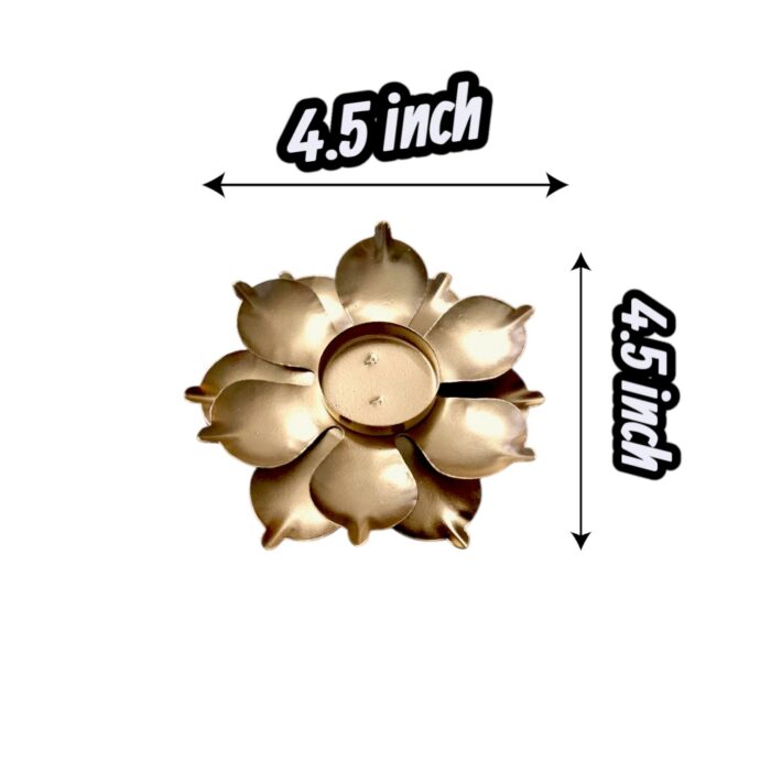 Dimensions of the golden Diya in the lotus shape for Diwali Decor