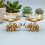 Pair of Elephant tea light holder for Diwali Decorations in USA / Canada | Elephant diya for Diwali