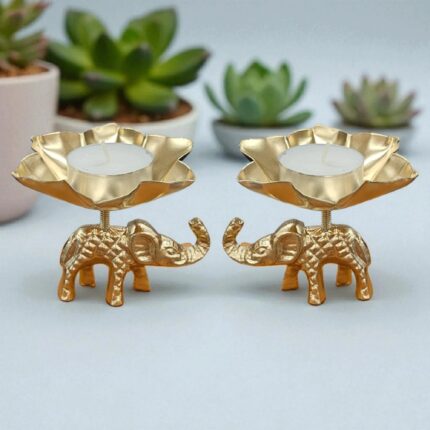 Pair of Elephant tea light holder for Diwali Decorations in USA / Canada | Elephant diya for Diwali