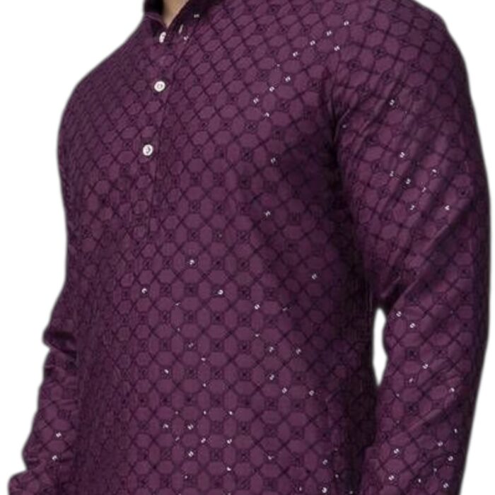Premium cotton Sequin Purple kurta | Men Party wear Indian attire