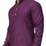 Premium cotton Sequin Purple kurta | Men Party wear Indian attire