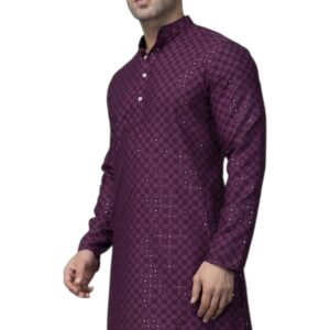 Premium cotton Sequin Purple kurta | Men Party wear Indian attire
