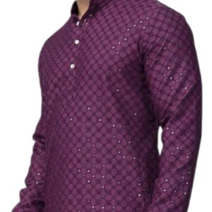 Premium cotton Sequin Purple kurta | Men Party wear Indian attire