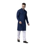 Party wear blue colored kurta with sequin work and embroidery